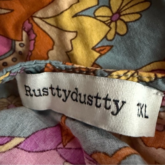 Rusttydustty Women’s 1X Floral Boho Romper Peasant Sleeve Cottagecore Chic - Picture 13 of 15